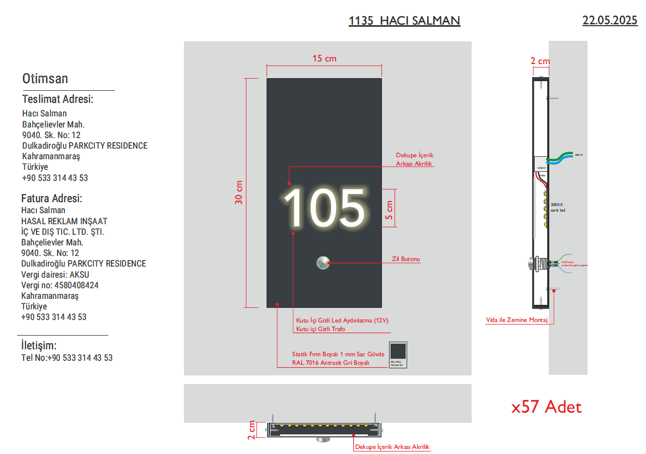 Custom Order Illuminated Room Number and Directional Sign - Otimsan Shop