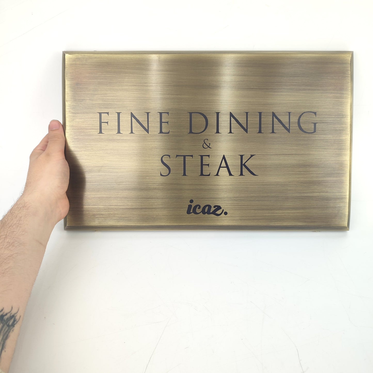 Antique Brass Entrance Sign – Luxury Distressed Surface Door Nameplate for Fine Dining & Hotel Use - Otimsan Shop