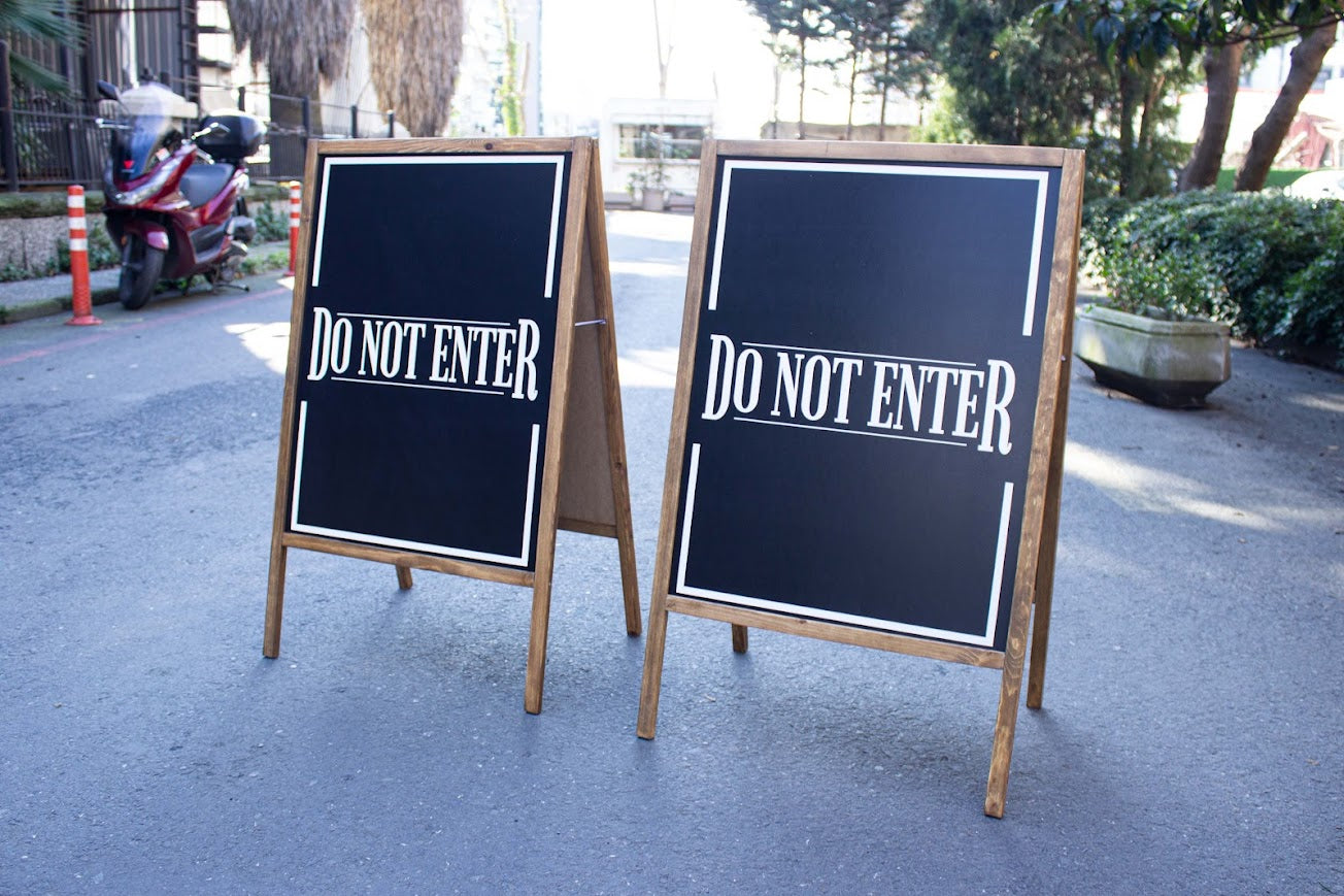 Freestanding Double-Sided Sidewalk Sign | Foldable Wooden Store Board with Custom Logo Print - Otimsan Shop