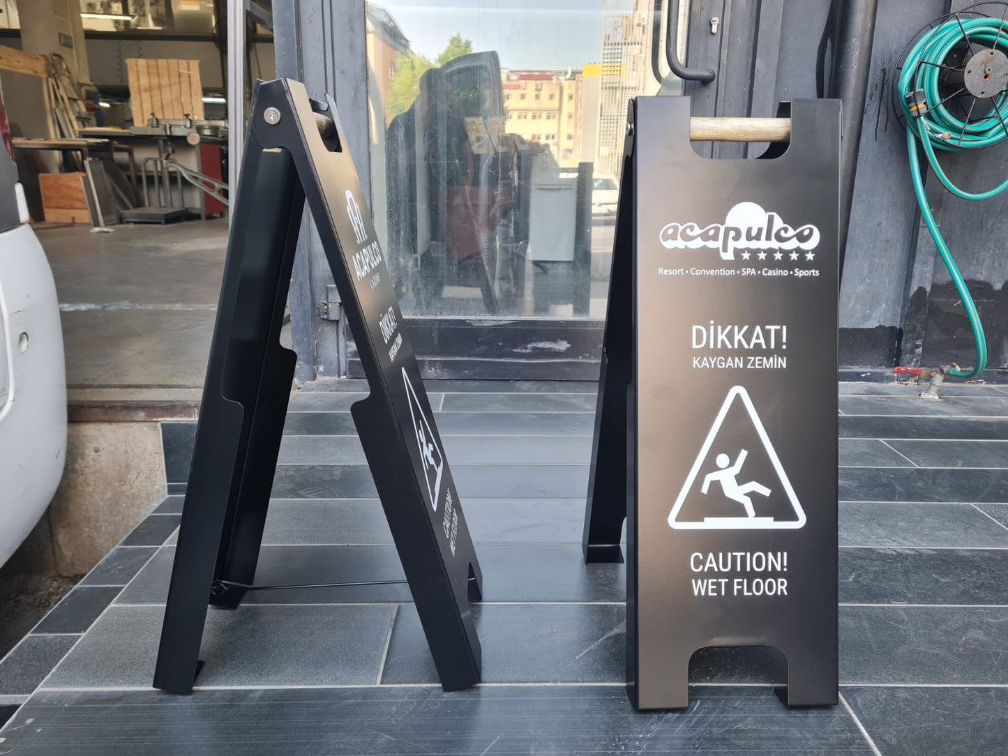 Wet Floor Sign Stand | Metal Foldable Double-Sided Portable Sign - Otimsan Shop