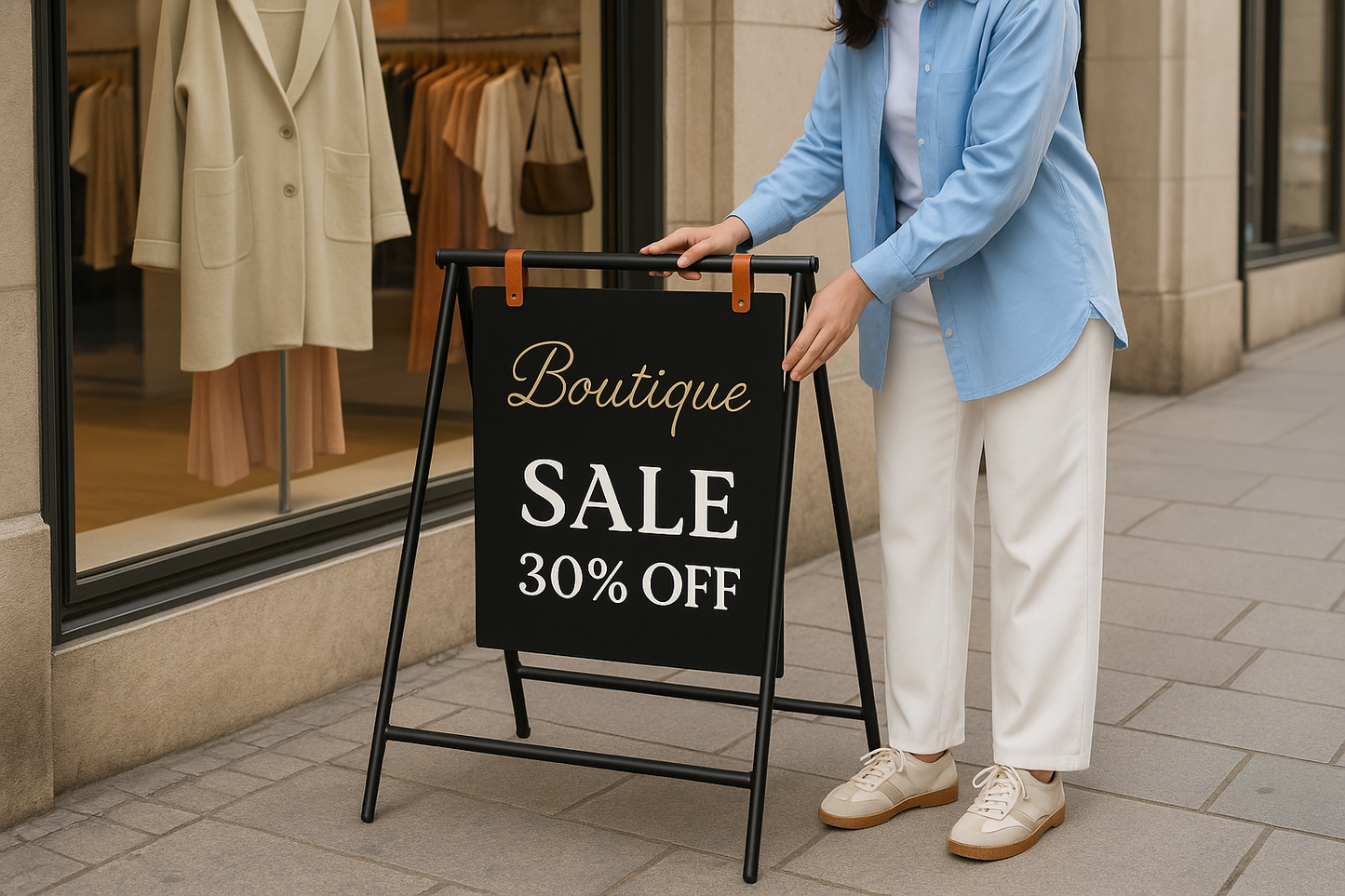 Magnetic Freestanding Double-Sided Economic Pavement Sign | Foldable Shop Board with Printed Brand Logo - Otimsan Shop