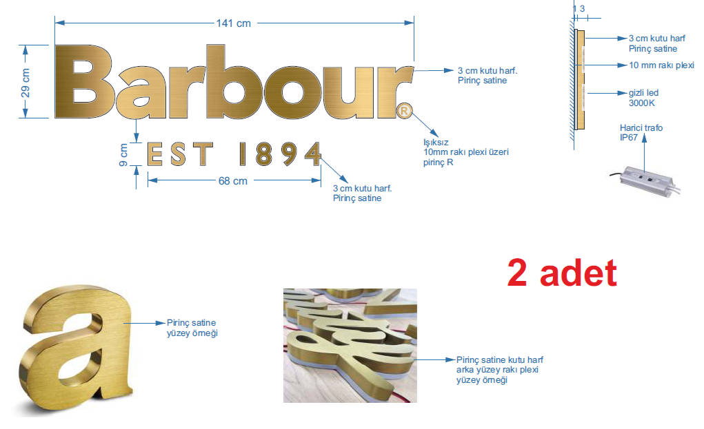 Custom Order – Barbour Signage Text - Otimsan Shop