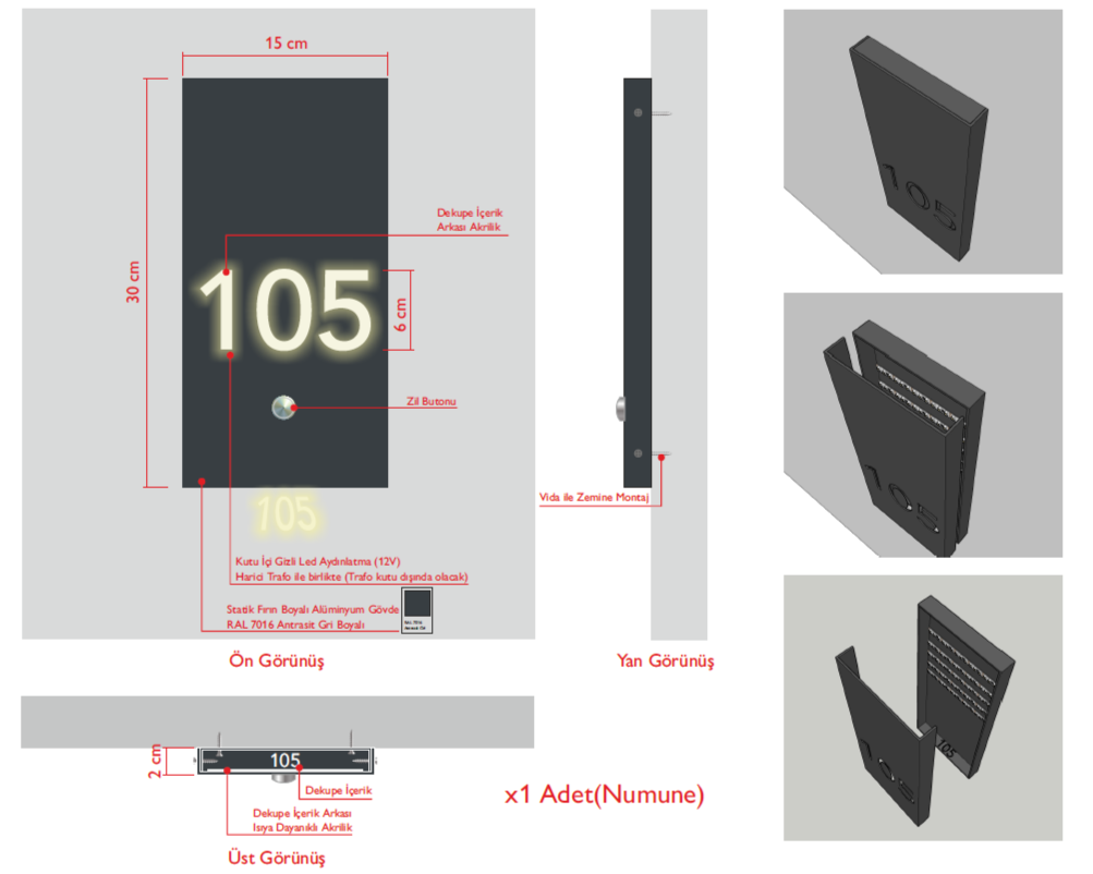 Custom Order – Reflective Room Number Sample - Otimsan Shop