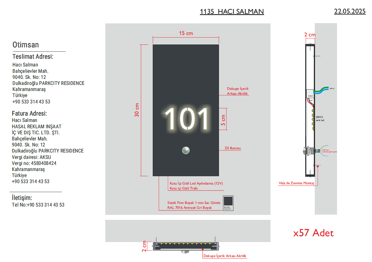 Custom Order Illuminated Room Number and Directional Sign - Otimsan Shop