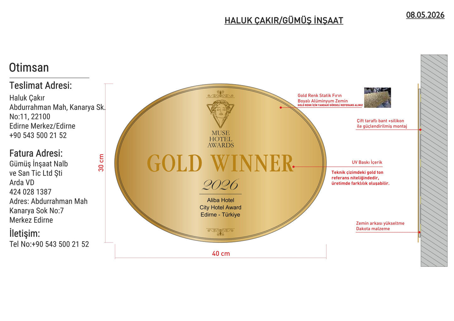 Custom Order – Plaque - Otimsan Shop