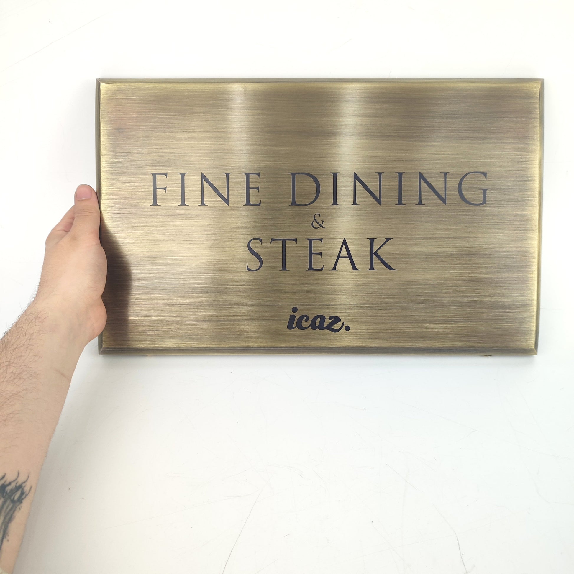 Antique Brass Entrance Sign – Luxury Distressed Surface Door Nameplate for Fine Dining & Hotel Use - Otimsan Shop