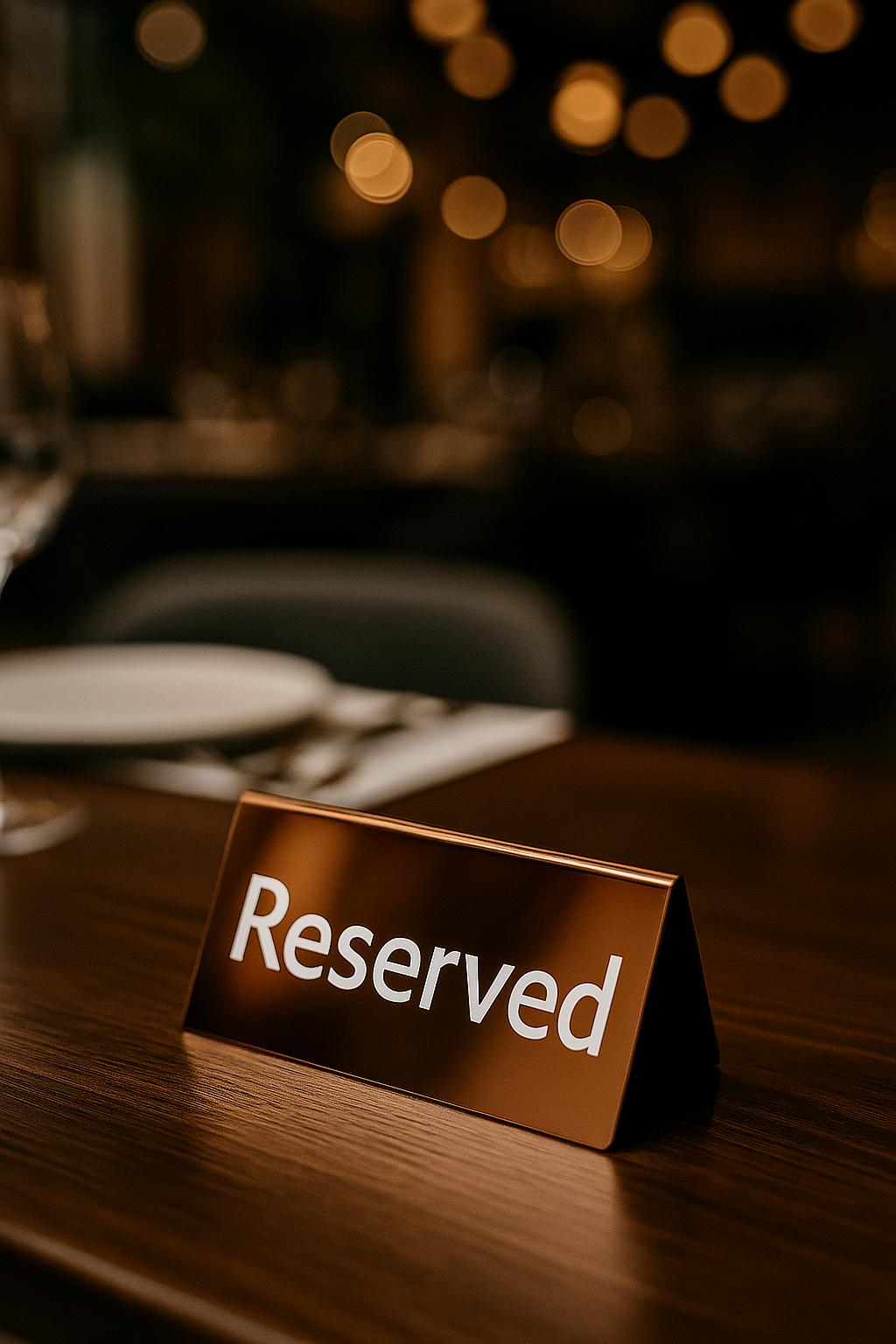 Luxury Stainless Steel Reserved Sign | Reserved Table Sign for Restaurants & Cafés - Otimsan Shop