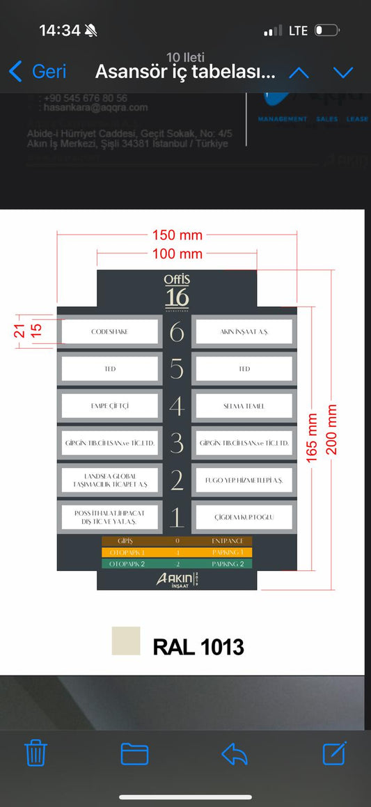 Custom Order Elevator Nameplate - Otimsan Shop