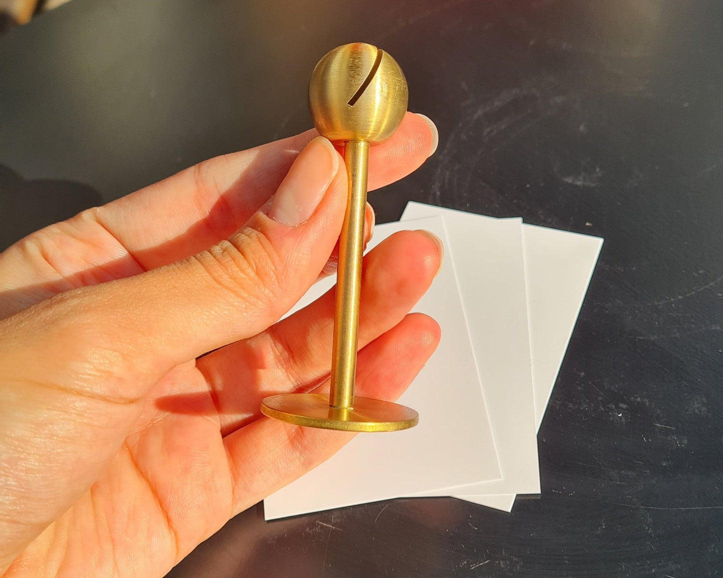 Premium Brass Card Holder Stand – Restaurant Mezze Label & Tabletop Price Tag Holder - Otimsan Shop