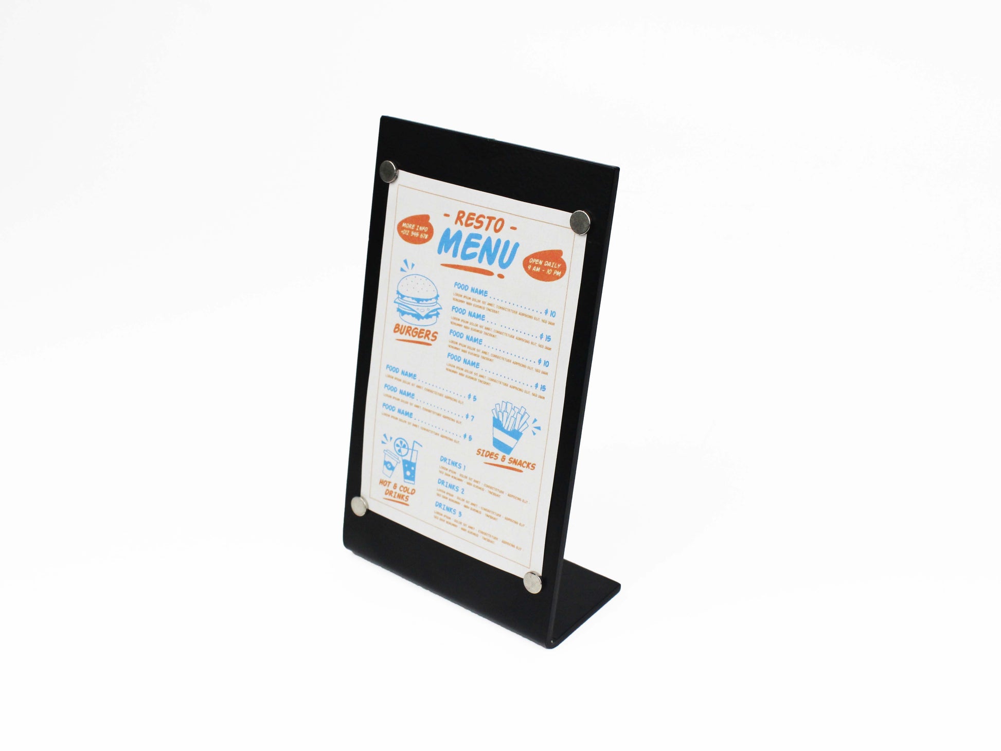 Magnetic Metal Tabletop Menu Stand 6-Piece Set – Logo Menu Holder for Cafés, Restaurants, and Businesses - Otimsan Shop
