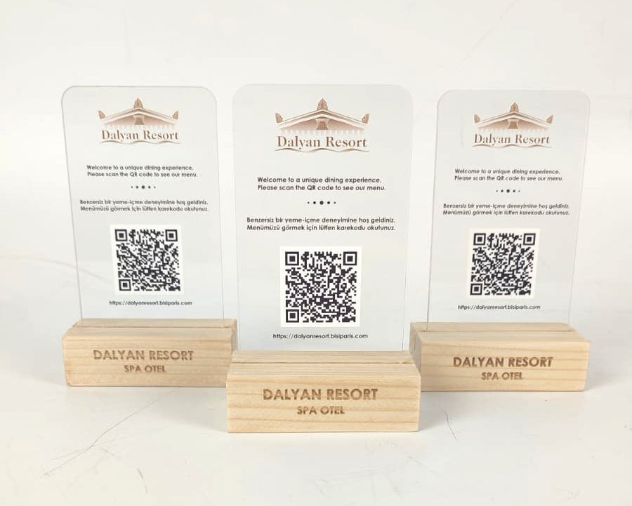 Acrylic QR Menu Stand | QR Code Display for Hotel, Restaurant, Pension & Bar Tables - Otimsan Shop
