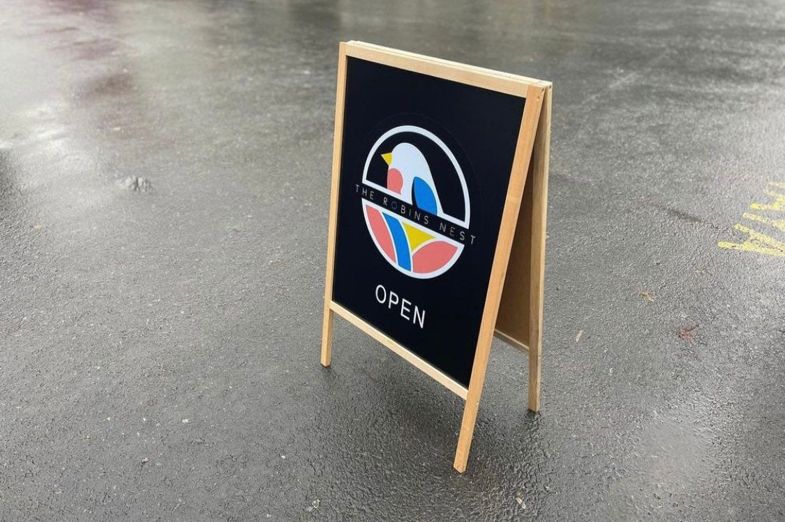 Freestanding Double-Sided Sidewalk Sign | Foldable Wooden Store Board with Custom Logo Print - Otimsan Shop