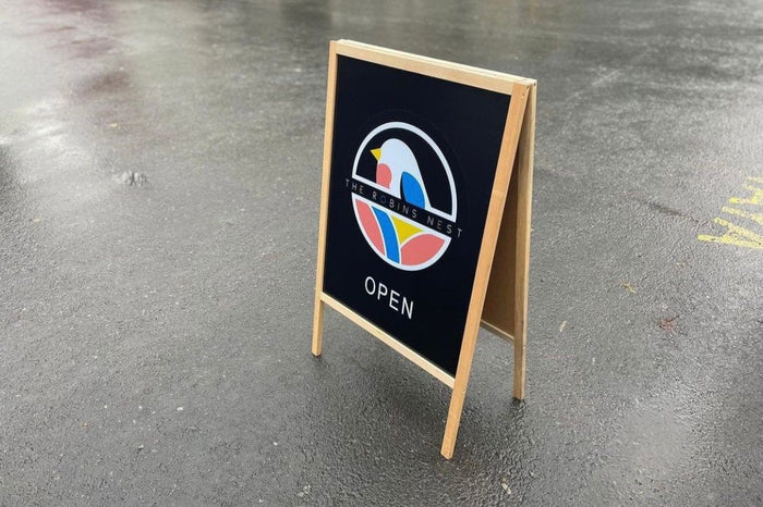 Freestanding Double-Sided Sidewalk Sign | Foldable Wooden Store Board with Custom Logo Print - Otimsan Shop