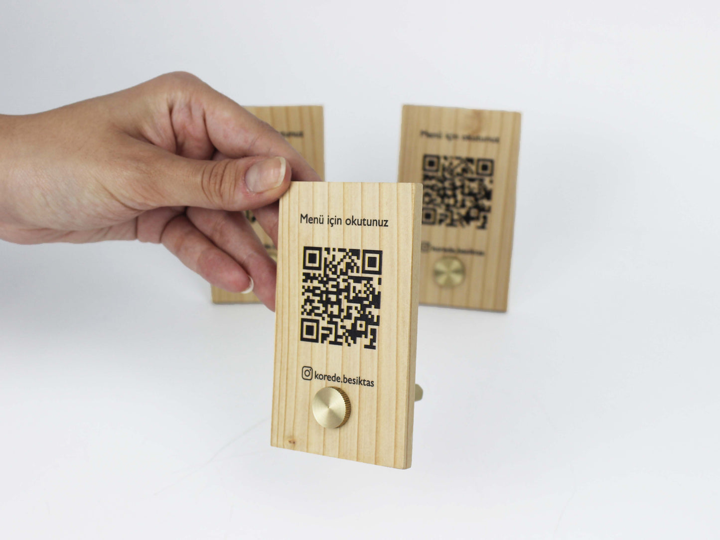Wooden QR Code Menu | Tabletop Digital Price Stand for Restaurants, Cafés & Hotels - Otimsan Shop