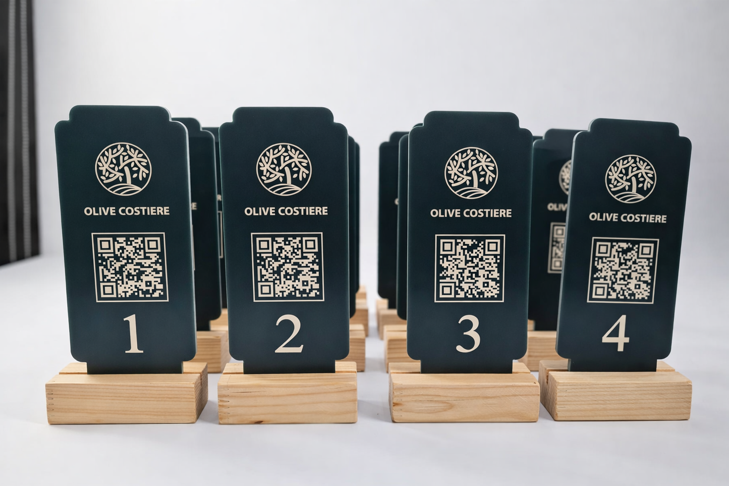 Wooden Freestanding QR Code Menu Stand – Acrylic Table Number & Information Sign - Otimsan Shop
