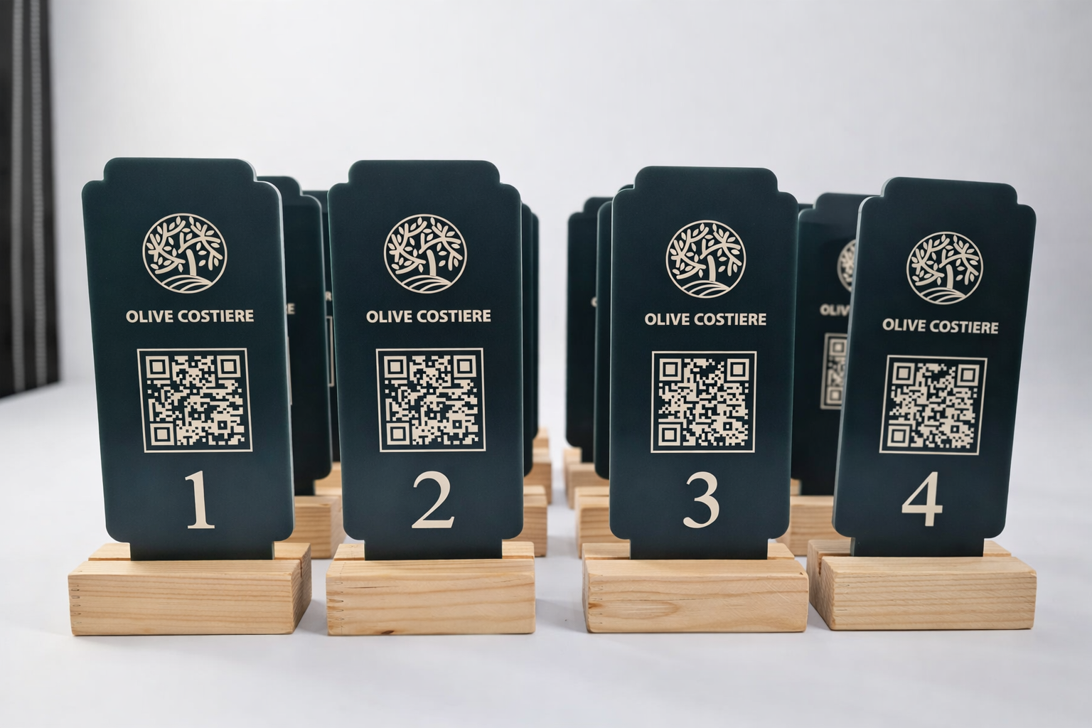 Wooden Freestanding QR Code Menu Stand – Acrylic Table Number & Information Sign - Otimsan Shop