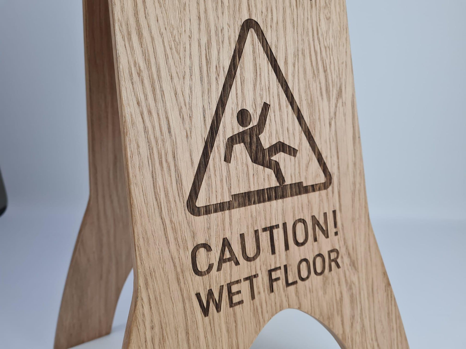 Freestanding Wet Floor Sign | Foldable Double-Sided Wooden Portable Sign - Otimsan Shop