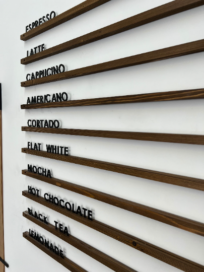 Wooden Slat Changeable Menu Board - Daily Menu Solution for Cafés and Coffee Shops - Otimsan Shop