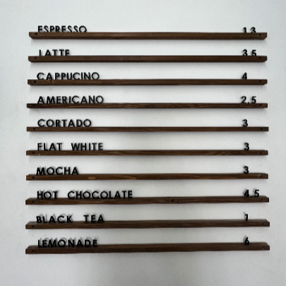 Wooden Slat Changeable Menu Board - Daily Menu Solution for Cafés and Coffee Shops - Otimsan Shop