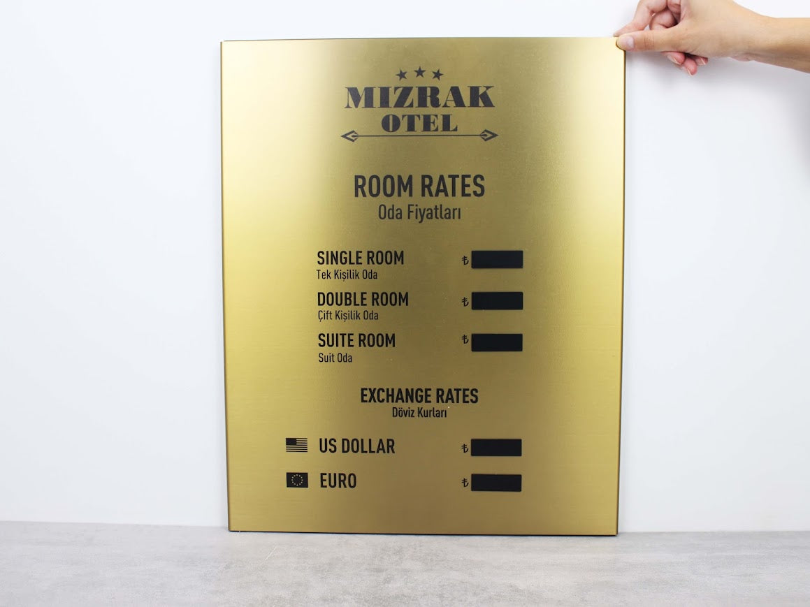 Wall-Mounted Exchange Rate & Room Price Board - Otimsan Shop