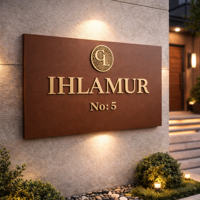 Custom-Made Aluminum Sign | Embossed Letters & UV Print Villa, Apartment & Building Name Signage - Otimsan Shop