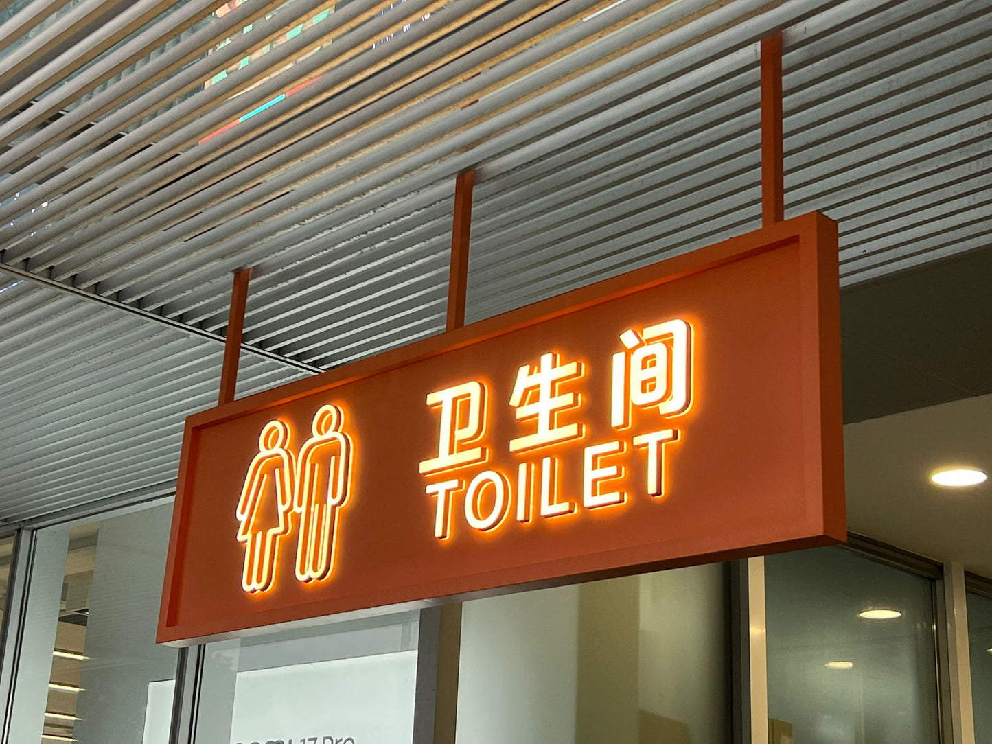 LED Illuminated Hanging WC Direction Sign | Ceiling Suspended Restroom Sign Panel - Otimsan Shop