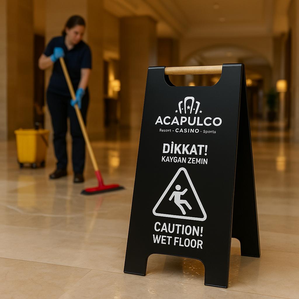 Wet Floor Sign Stand | Metal Foldable Double-Sided Portable Sign - Otimsan Shop