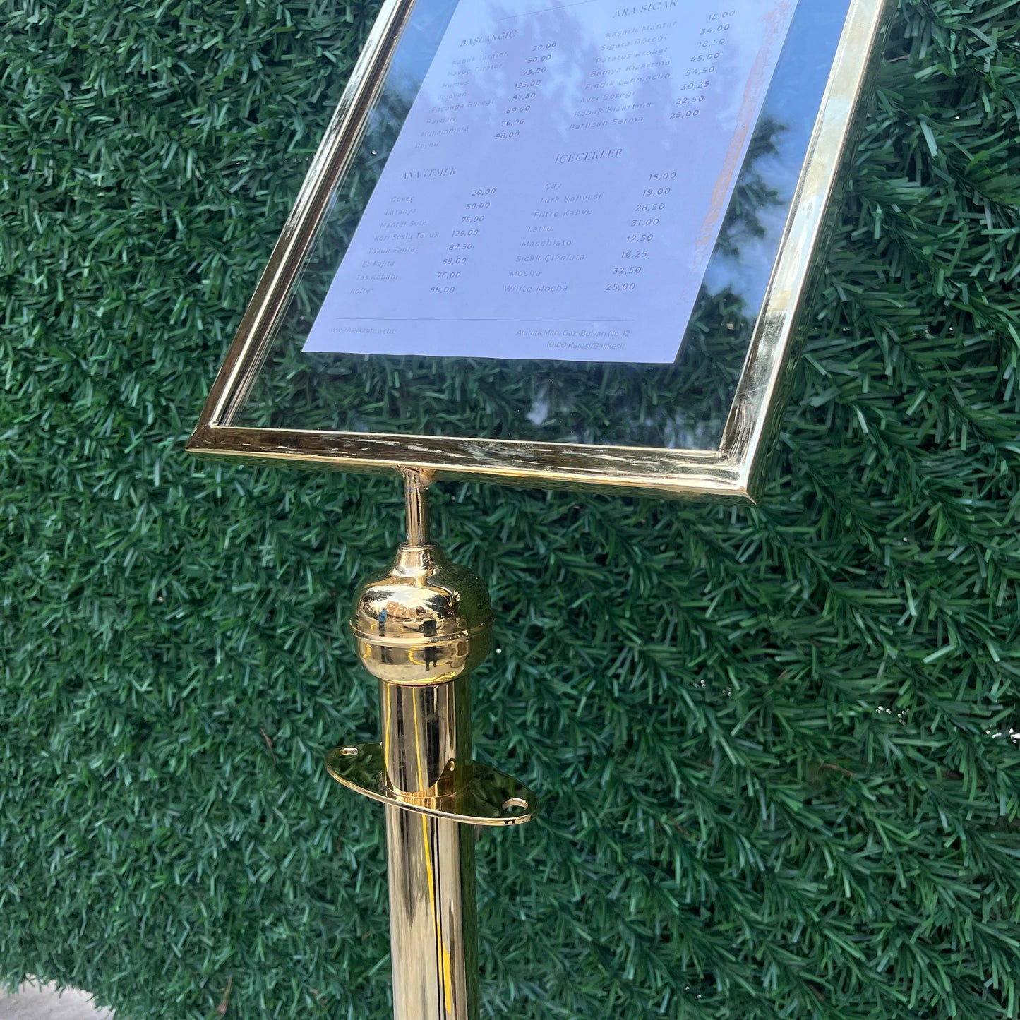 Brass-Plated Freestanding Menu Stand | Information, Direction & Welcome Board for Restaurants and Hotels - Otimsan Shop