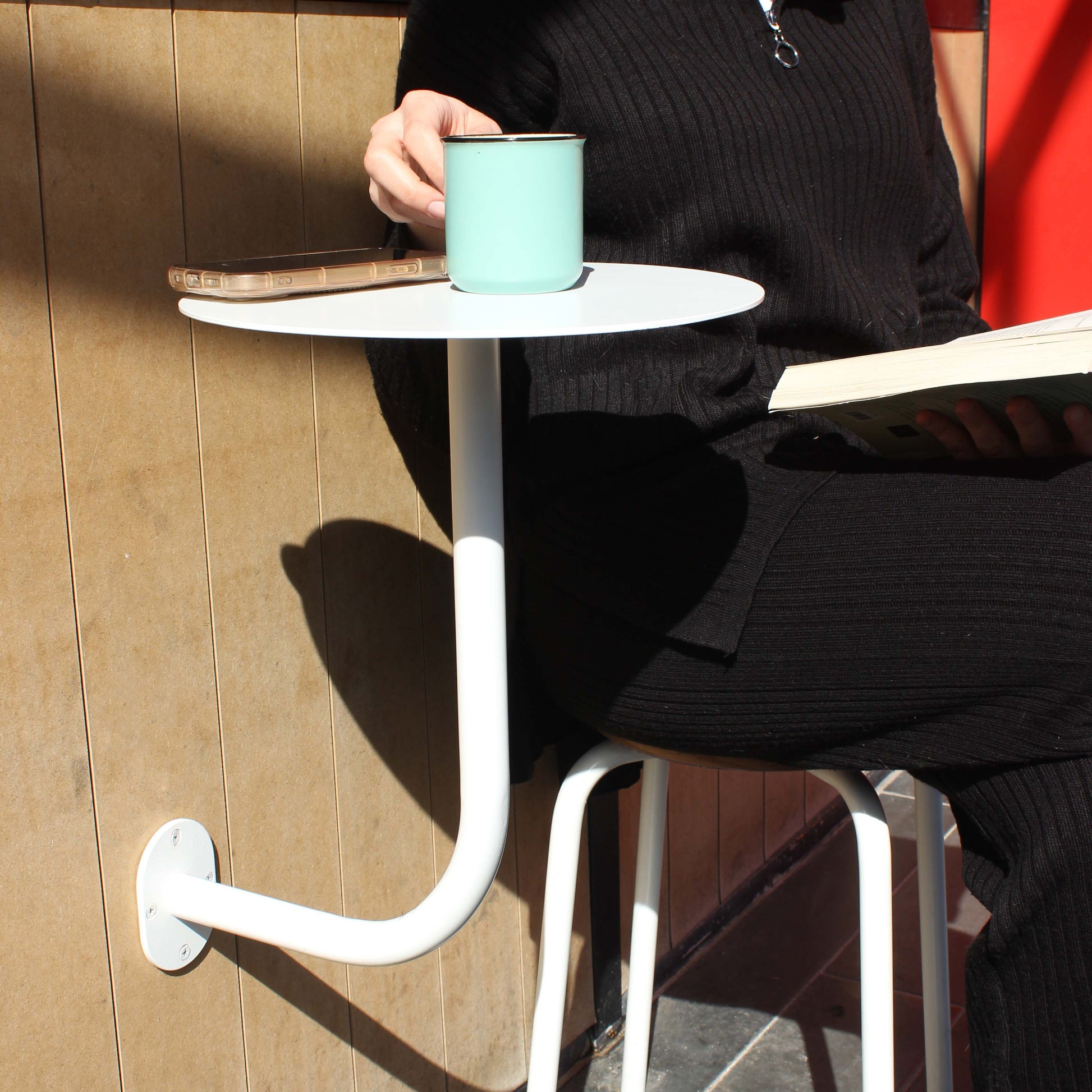 Wall-Mounted Café Bistro Table | L-Shaped Easy Installation Metal Frame - Otimsan Shop