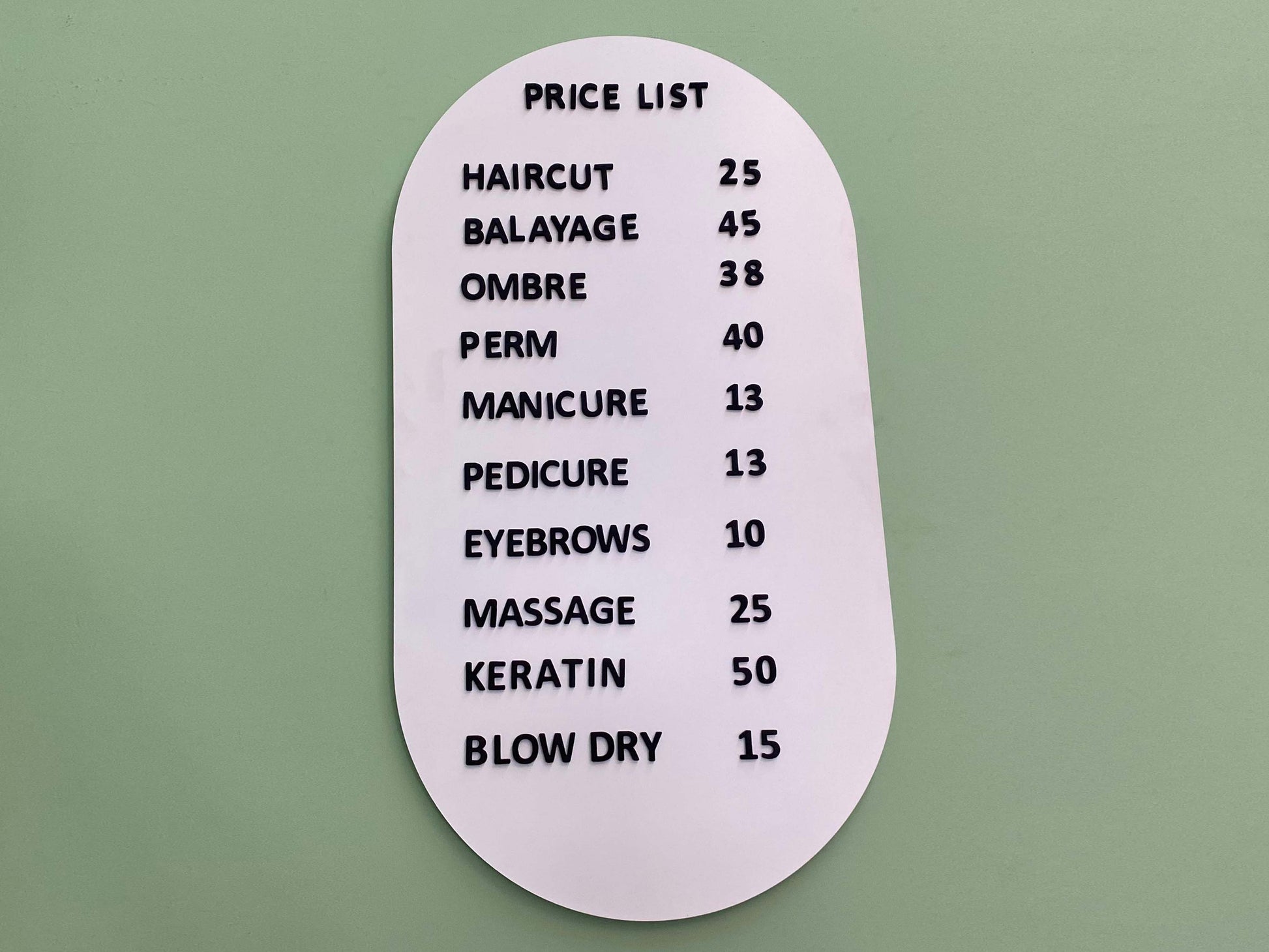Arched Price Board - Otimsan Shop