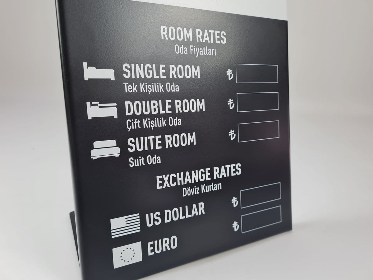 Tabletop Exchange Rate & Room Price Board - Otimsan Shop