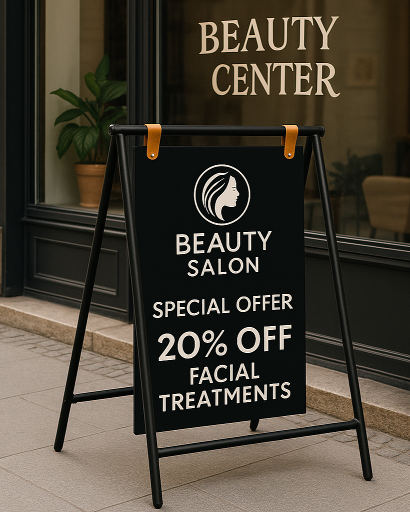 Magnetic Freestanding Double-Sided Economic Pavement Sign | Foldable Shop Board with Printed Brand Logo - Otimsan Shop