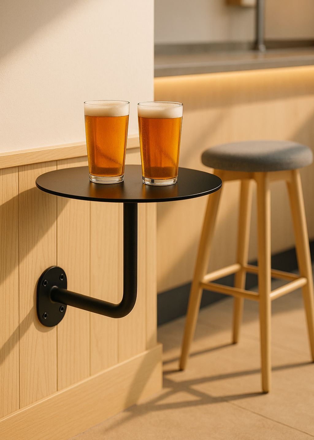 Wall-Mounted Café Bistro Table | L-Shaped Easy Installation Metal Frame - Otimsan Shop