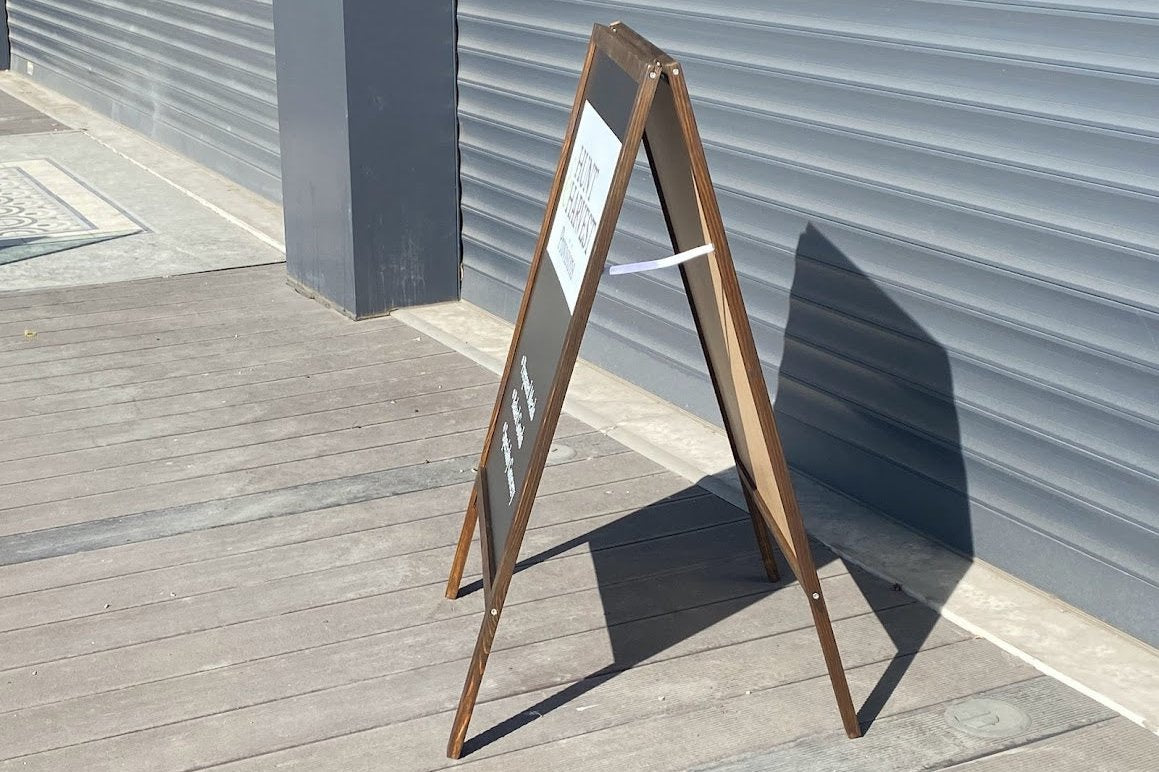 Freestanding Double-Sided Sidewalk Sign | Foldable Wooden Store Board with Custom Logo Print - Otimsan Shop