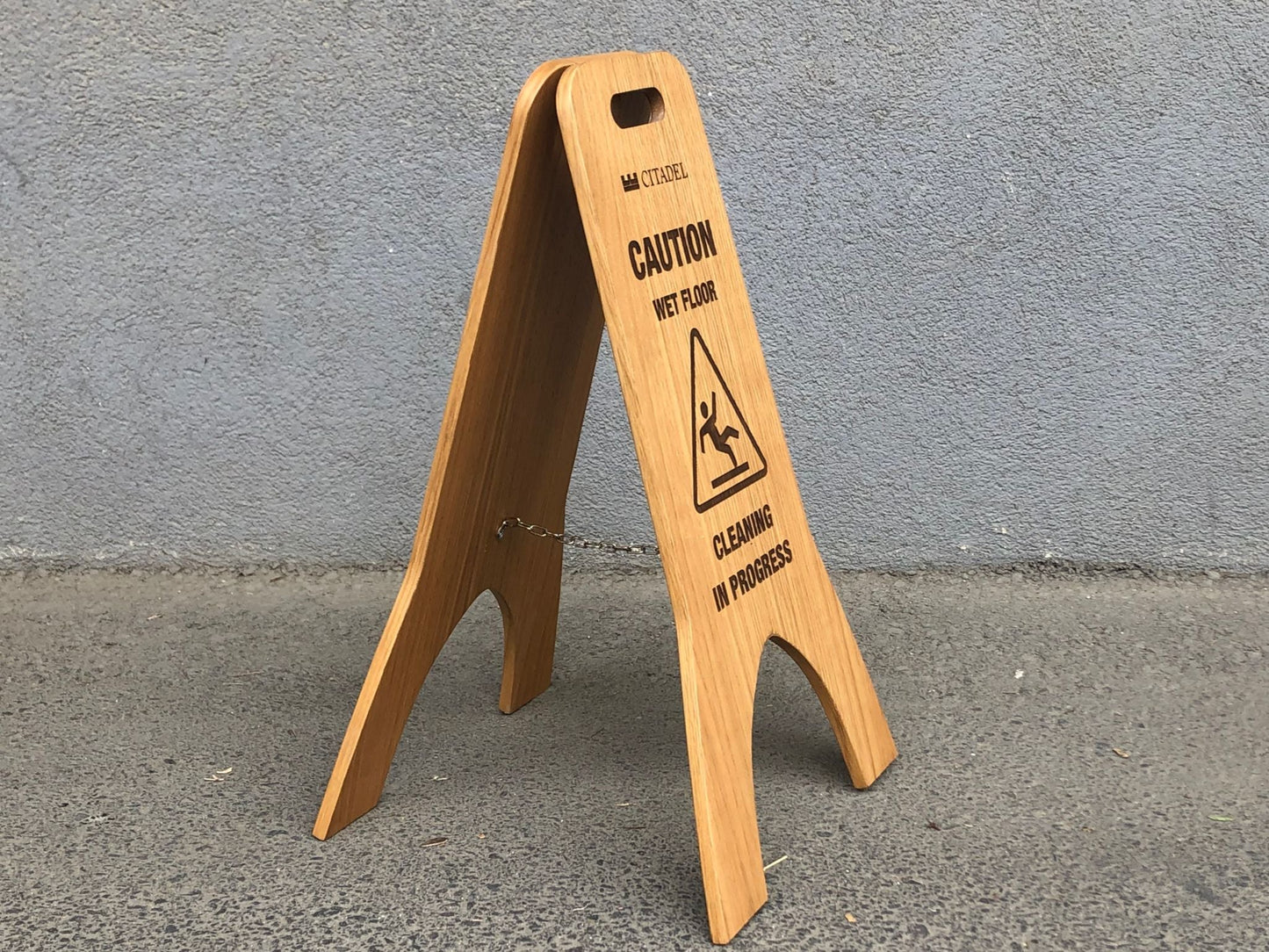 Freestanding Wet Floor Sign | Foldable Double-Sided Wooden Portable Sign - Otimsan Shop