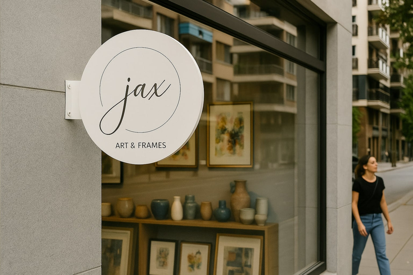 Double-Sided Budget Store Sign | Round Custom Logo Print - Otimsan Shop