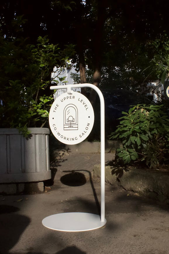 Portable Freestanding Hanging Sign – Double-Sided with Round Custom Logo Print - Otimsan Shop