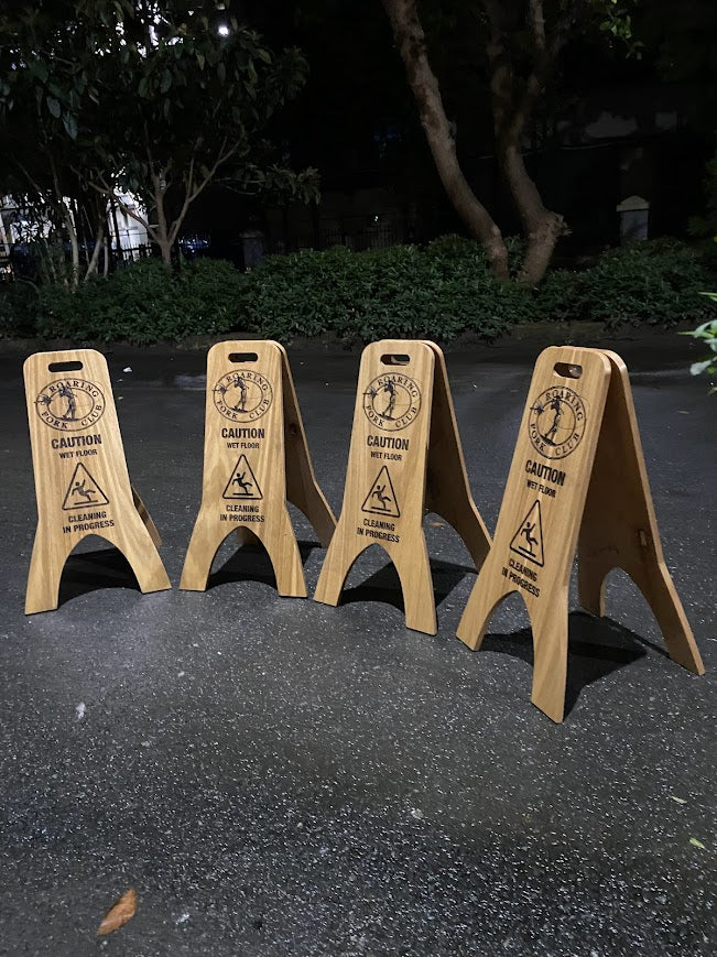 Freestanding Wet Floor Sign | Foldable Double-Sided Wooden Portable Sign - Otimsan Shop
