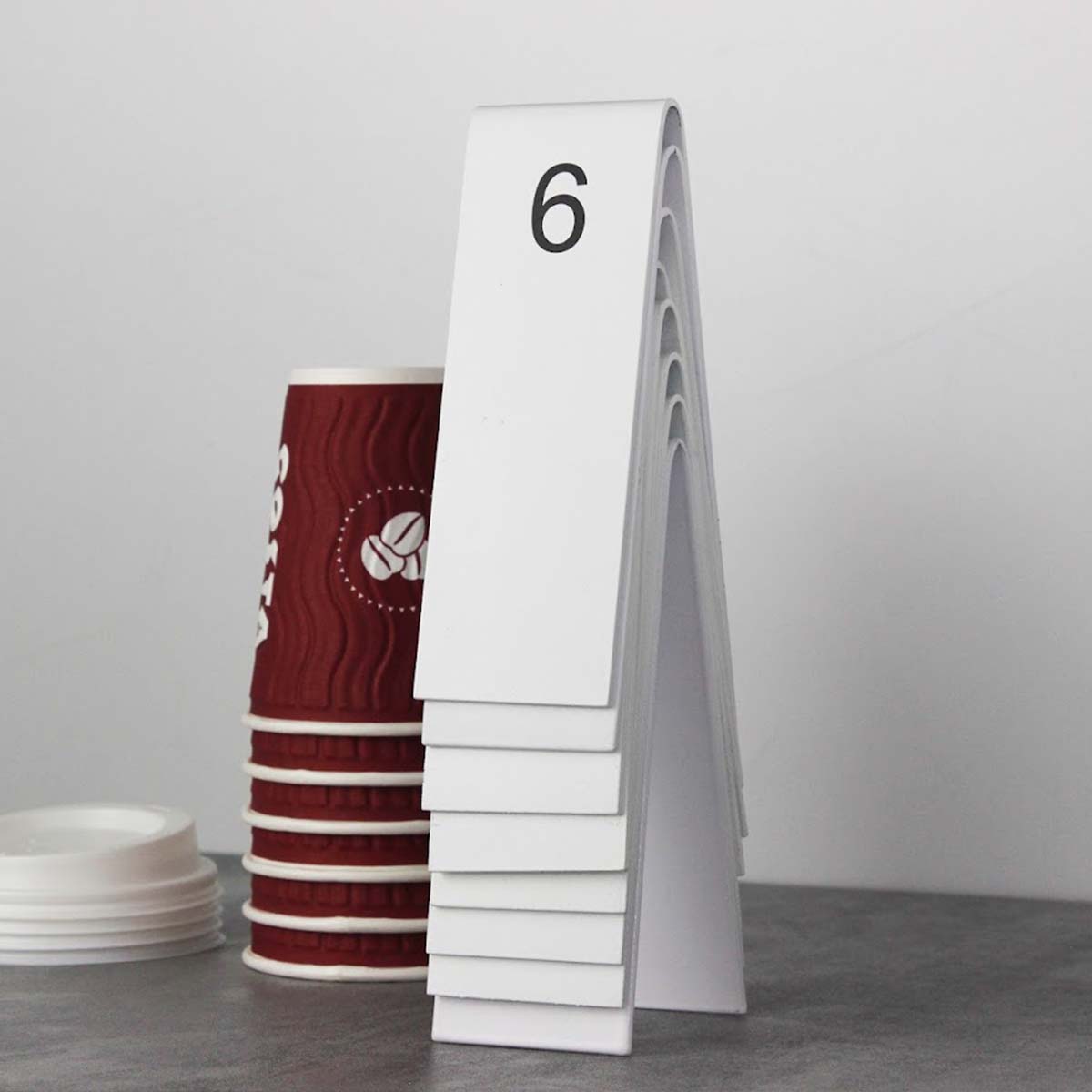 Table Number Stand | QR Code, Double-Sided & Custom Logo Design for Restaurants & Cafés - Otimsan Shop