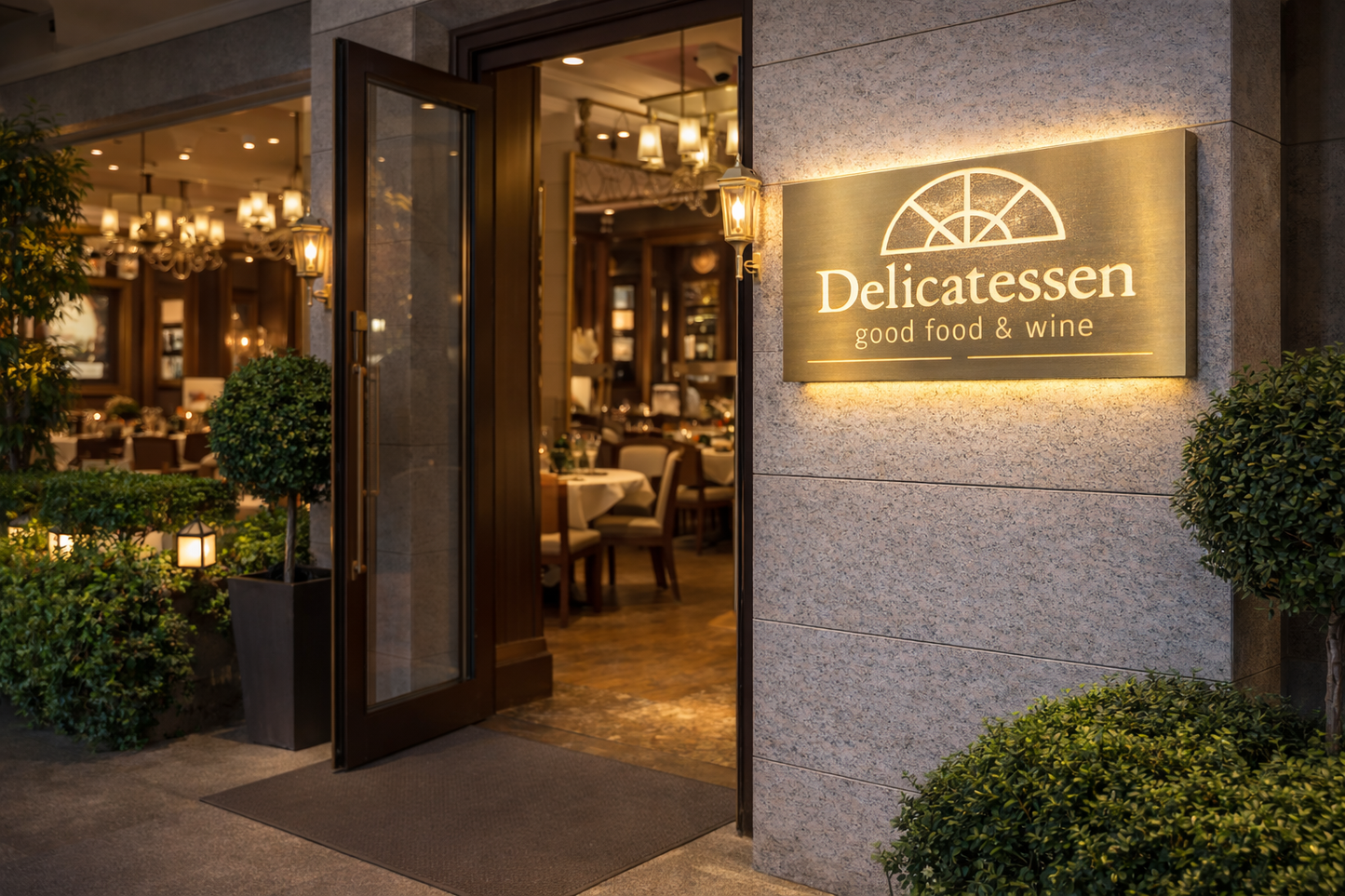 Illuminated Brass Cut-Out Box Entrance Sign | Custom Outdoor Metal Facade Signage - Otimsan Shop