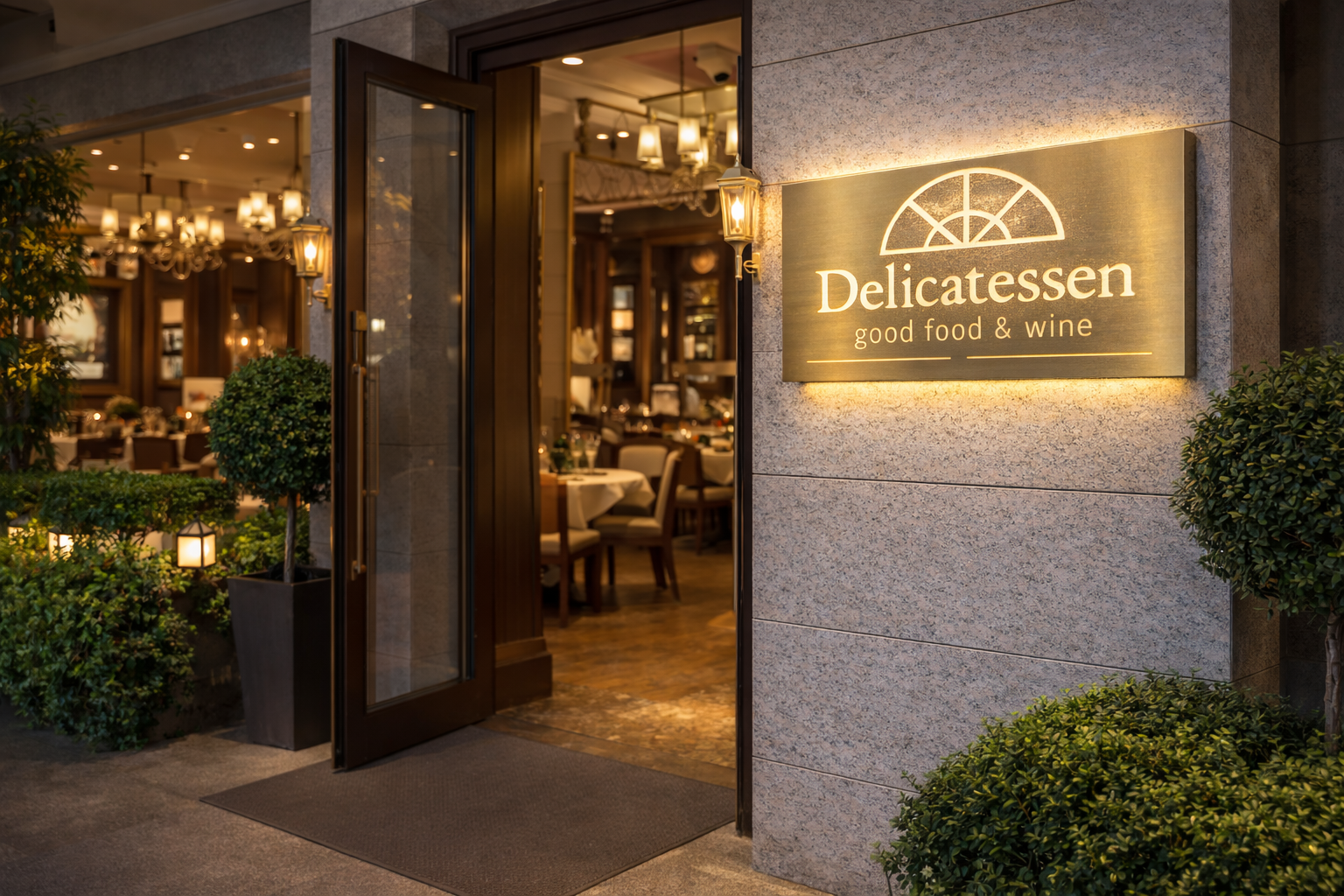 Illuminated Brass Cut-Out Box Entrance Sign | Custom Outdoor Metal Facade Signage - Otimsan Shop