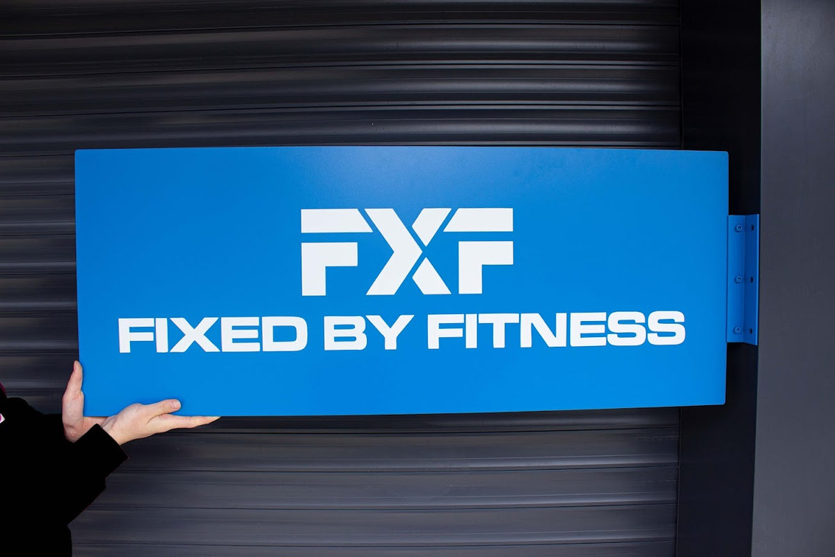 Rectangular blade storefront sign – double sided metal sign rectangular shape blue colored