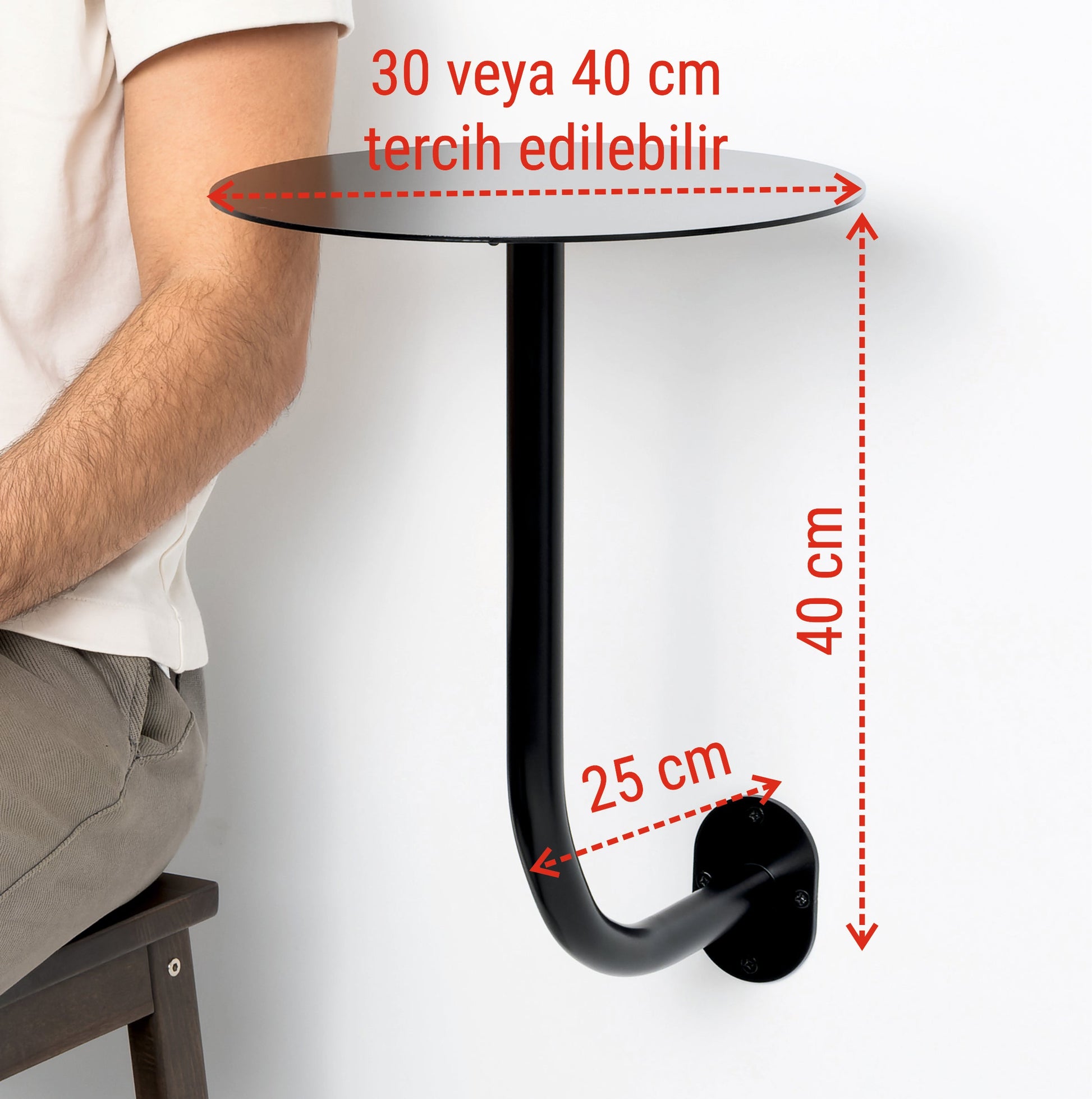 Wall-Mounted Café Bistro Table | L-Shaped Easy Installation Metal Frame - Otimsan Shop