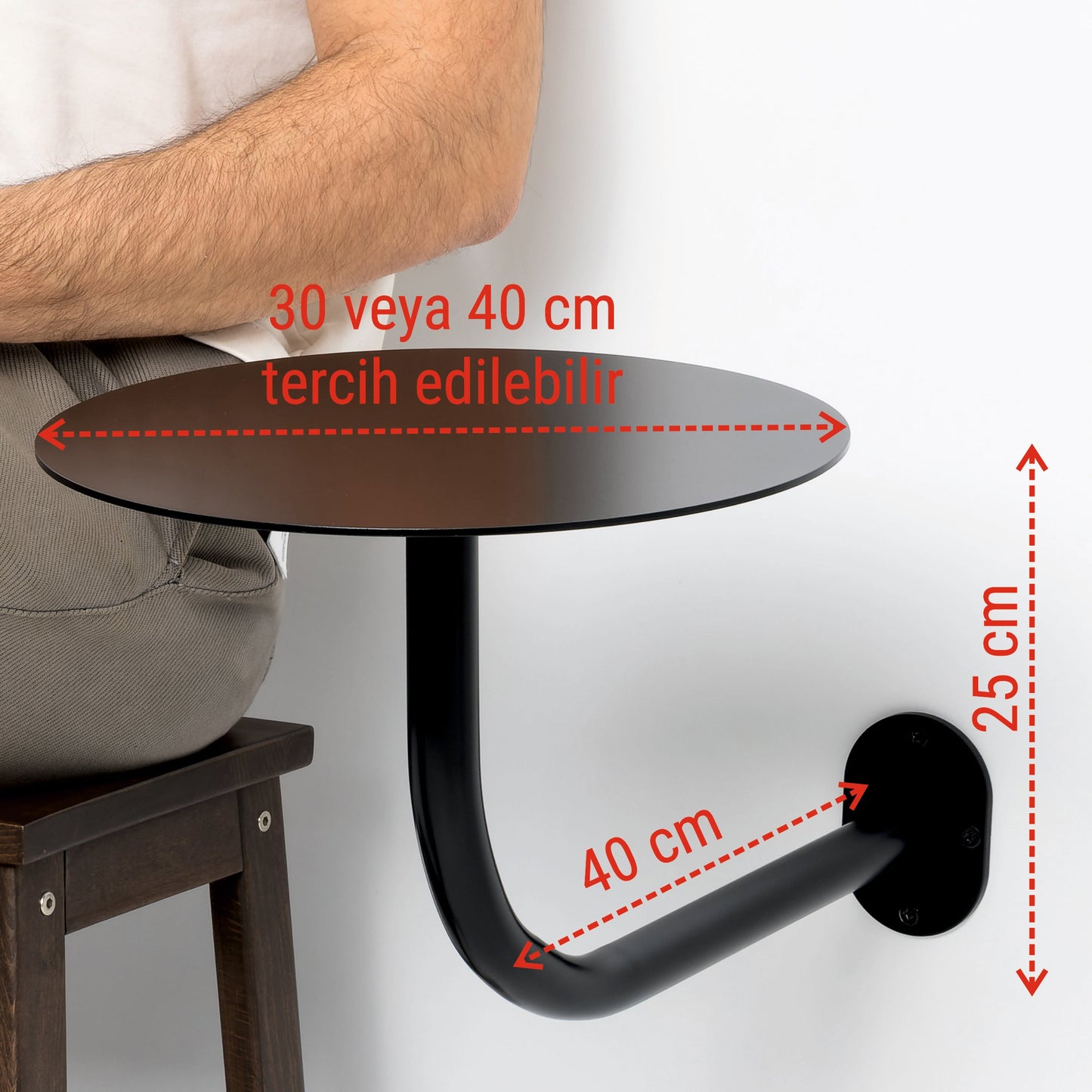 Wall-Mounted Café Bistro Table | L-Shaped Easy Installation Metal Frame - Otimsan Shop