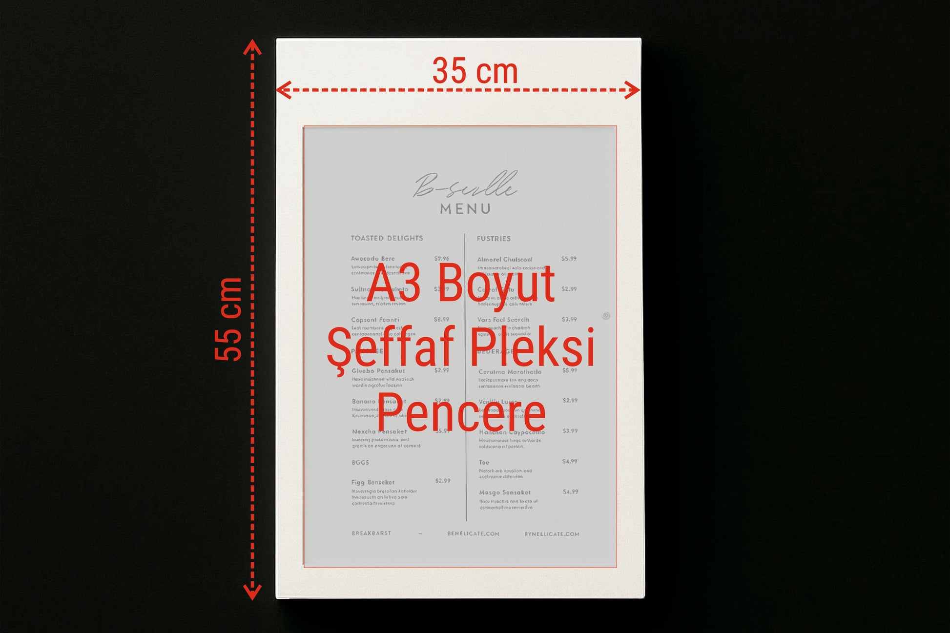 Wall-Mounted Menu Display Case – A3 Protective Front Cover Notice Board - Otimsan Shop