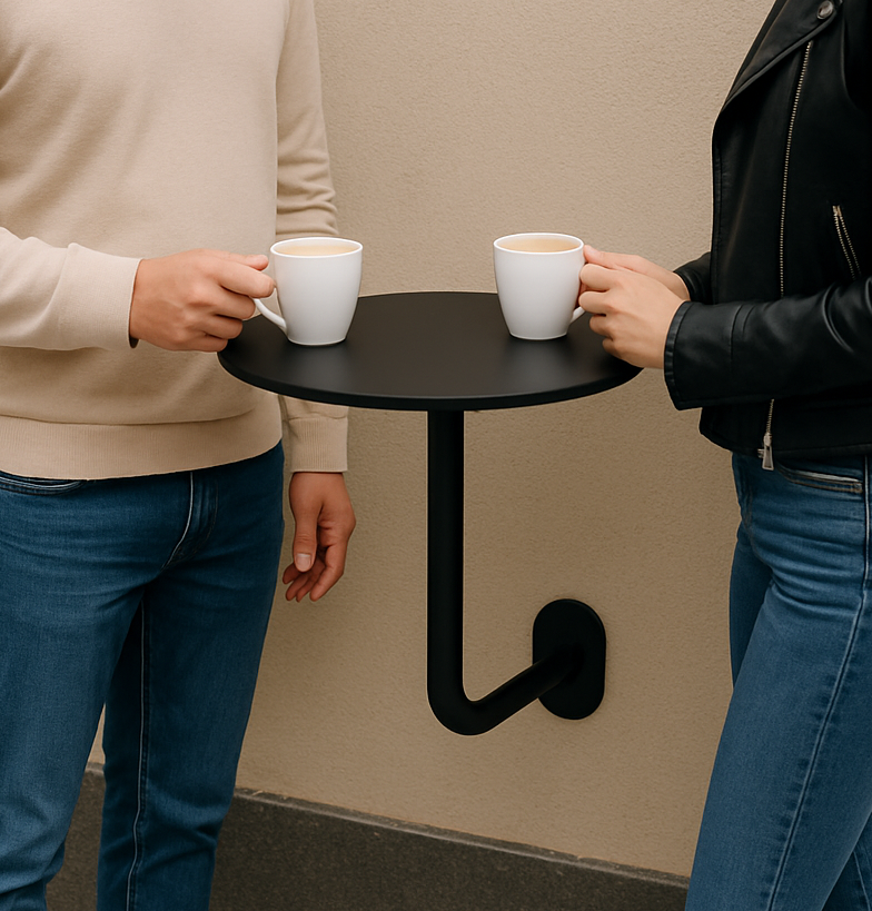 Wall-Mounted Café Bistro Table | L-Shaped Easy Installation Metal Frame - Otimsan Shop