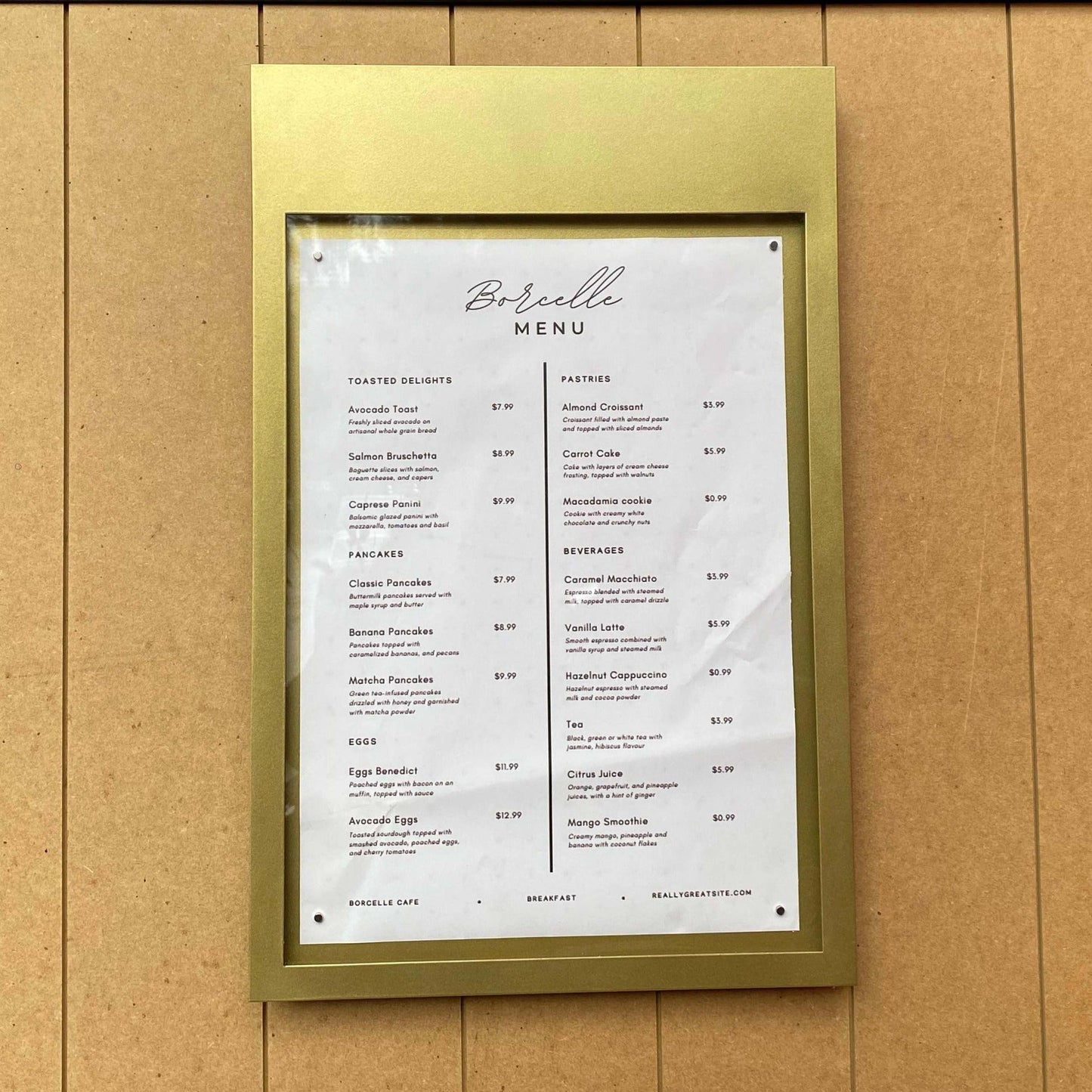 Wall-Mounted Menu Display Case – A3 Protective Front Cover Notice Board - Otimsan Shop