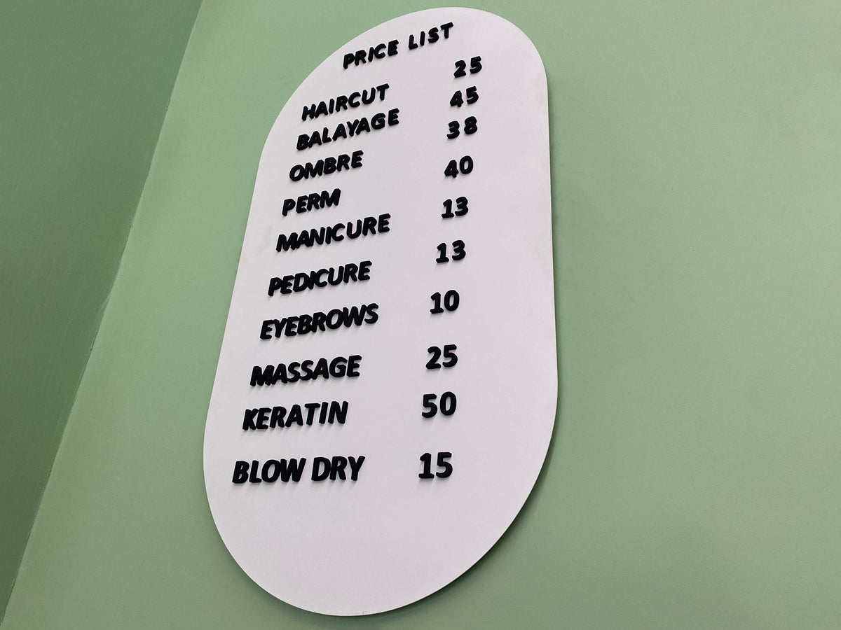 Arched Price Board - Otimsan Shop