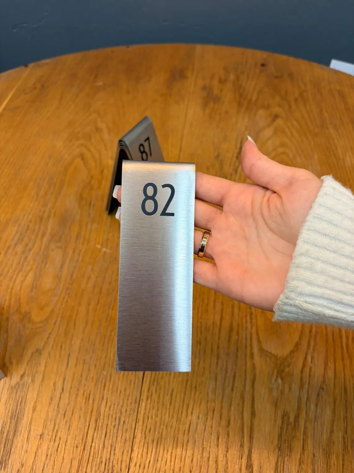Custom Stainless Steel Table Number Sign - Double-Sided Display Signs for Restaurant, Cafe, Bar - Reserved Sign - Events Table Stand