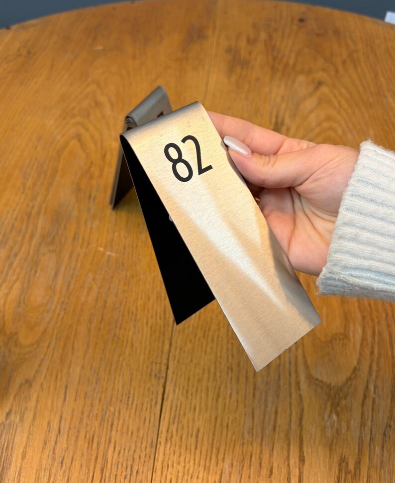 Custom Stainless Steel Table Number Sign - Double-Sided Display Signs for Restaurant, Cafe, Bar - Reserved Sign - Events Table Stand